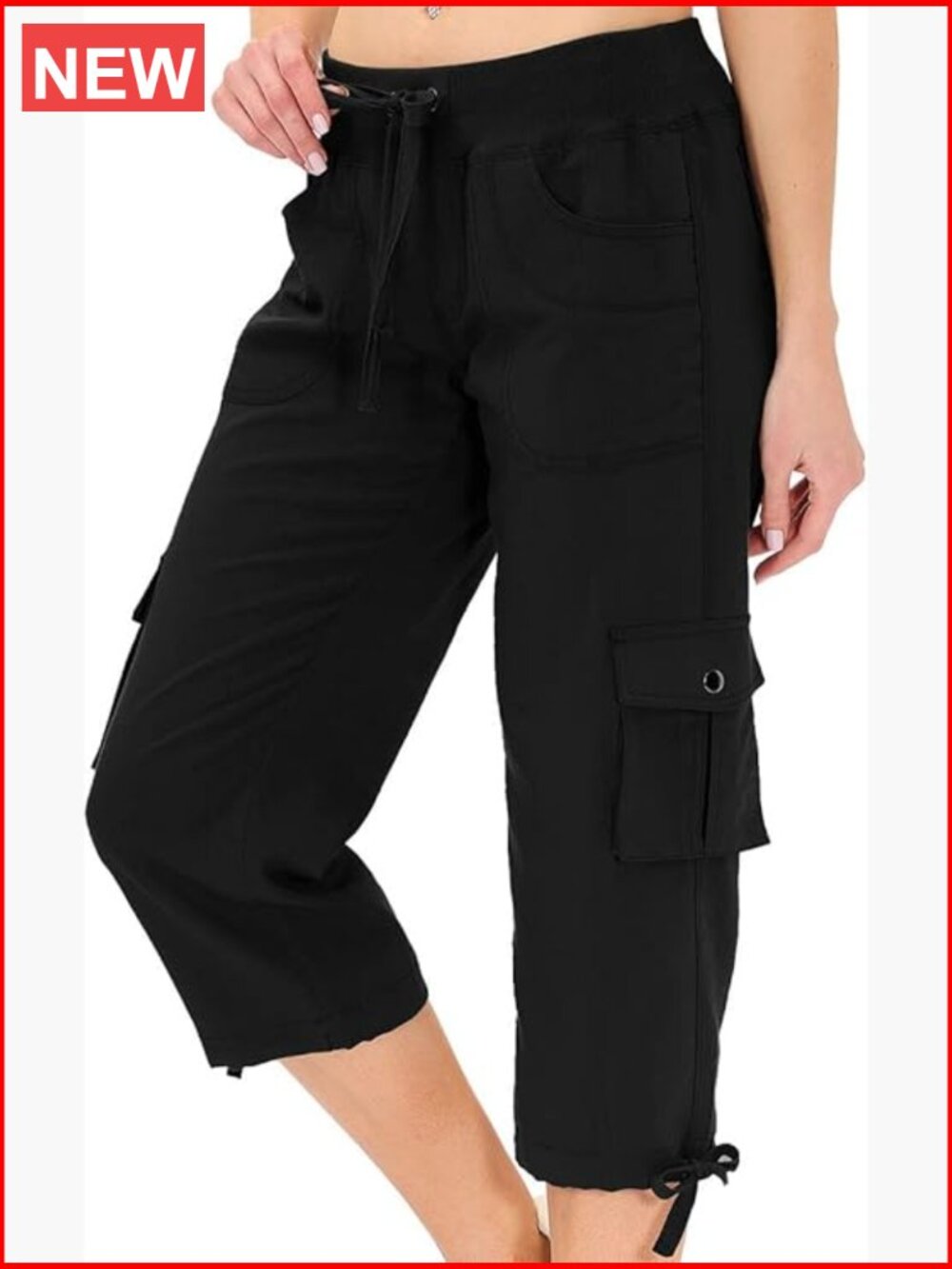 Loose Fit Cargo Capri Pants with Pockets for Hiking Casual Wear